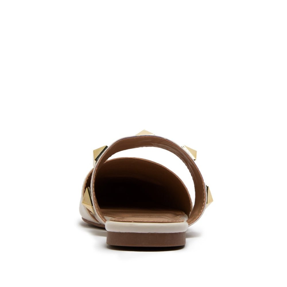 ⚡FINAL SALE! Off White Vegan Leather Studded Mule Flats - Picture 4 of 5